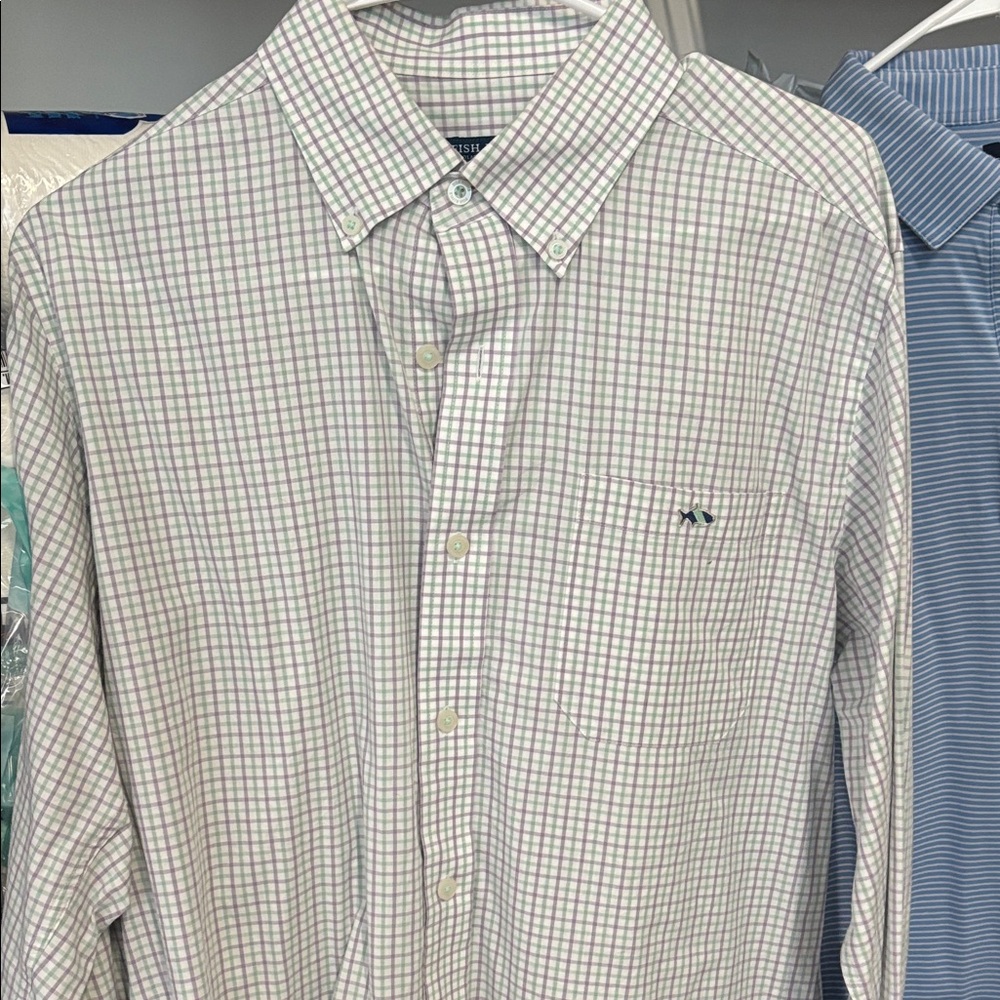 Classic White and Green Checkered Button-Down Shirt